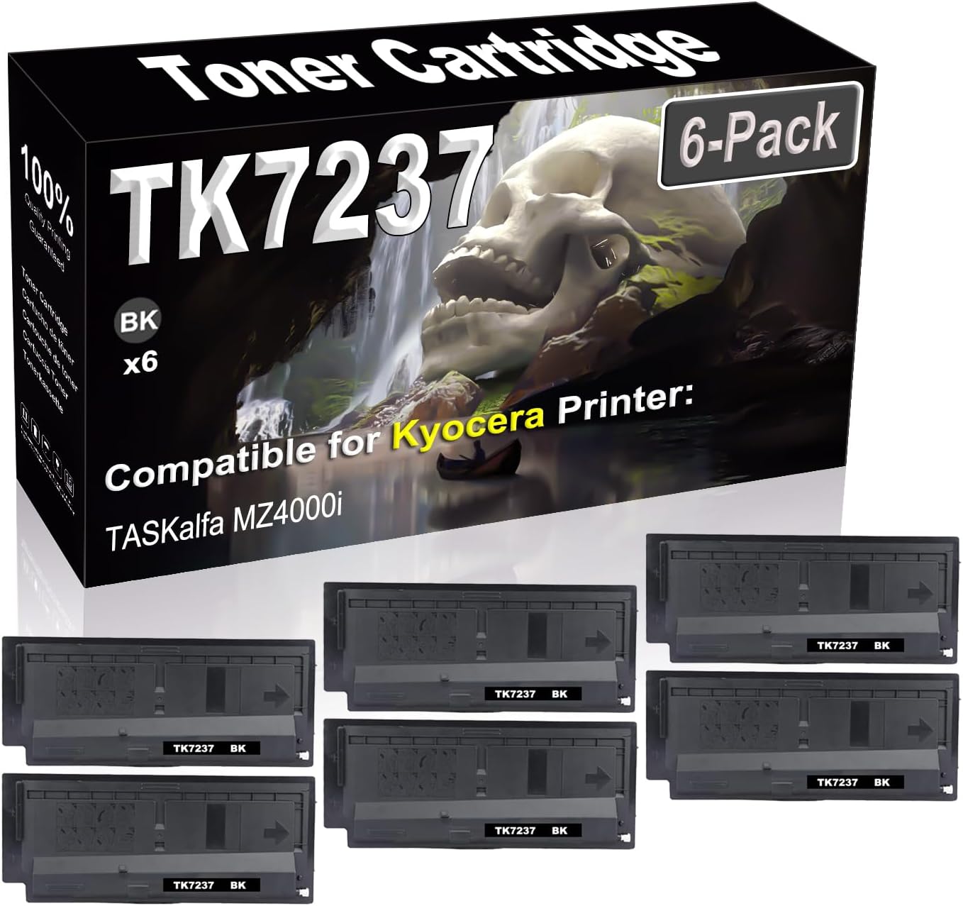 SINIYA 6-Pack Compatible High Capacity TK7237 TK-7237 1T02ZS0US0 Imaging Toner Cartridge use for Kyocera TASKalfa MZ4000i Printer (Black)