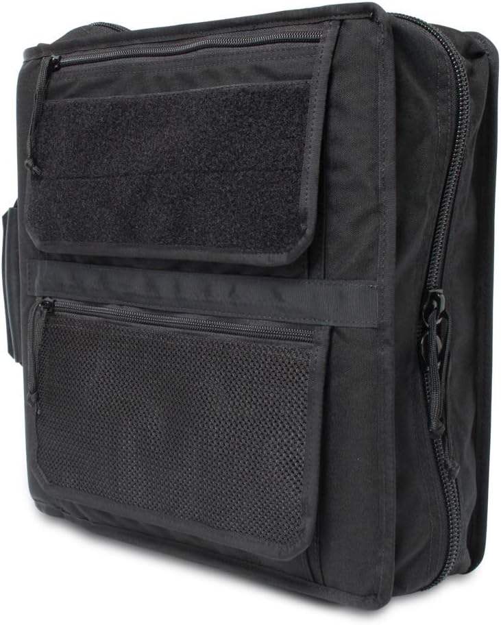 TACTICAL NOTEBOOK COVERS Tactical 3-Ring Binder Cover System | Zippered Padfolio Organizer Bag with Leather Handle | Fits 3” to 4” Binders | Durable Field Use Organizer (Black)