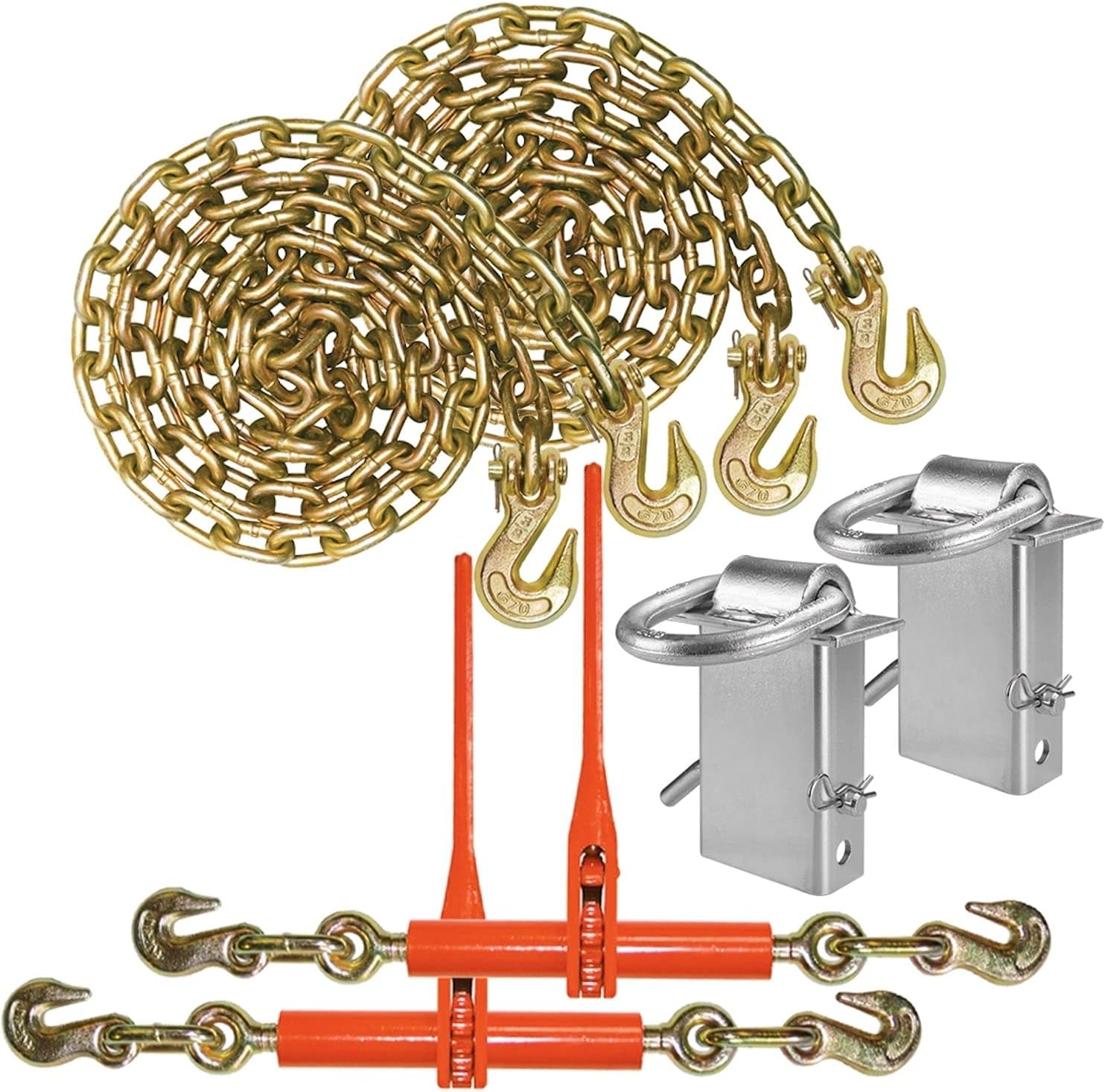 VULCAN Binder Chain - Load Binder - and D Ring Kit - Grade 70-3/8 Inch x 10 Foot