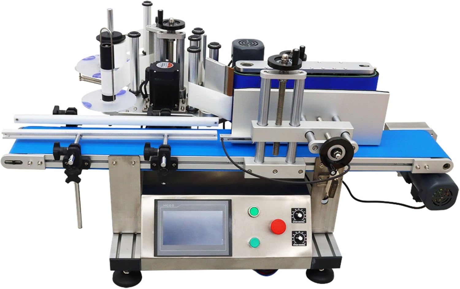 WYDDDARY Automatic Round Bottle Labeling Machine 20-200PCS/min High Speed Conveyor Desktop Labeling Applicator Round Bottle/Can/Wine Labeler Maker for Cosmetics Beverages Food 110V (LT-150)