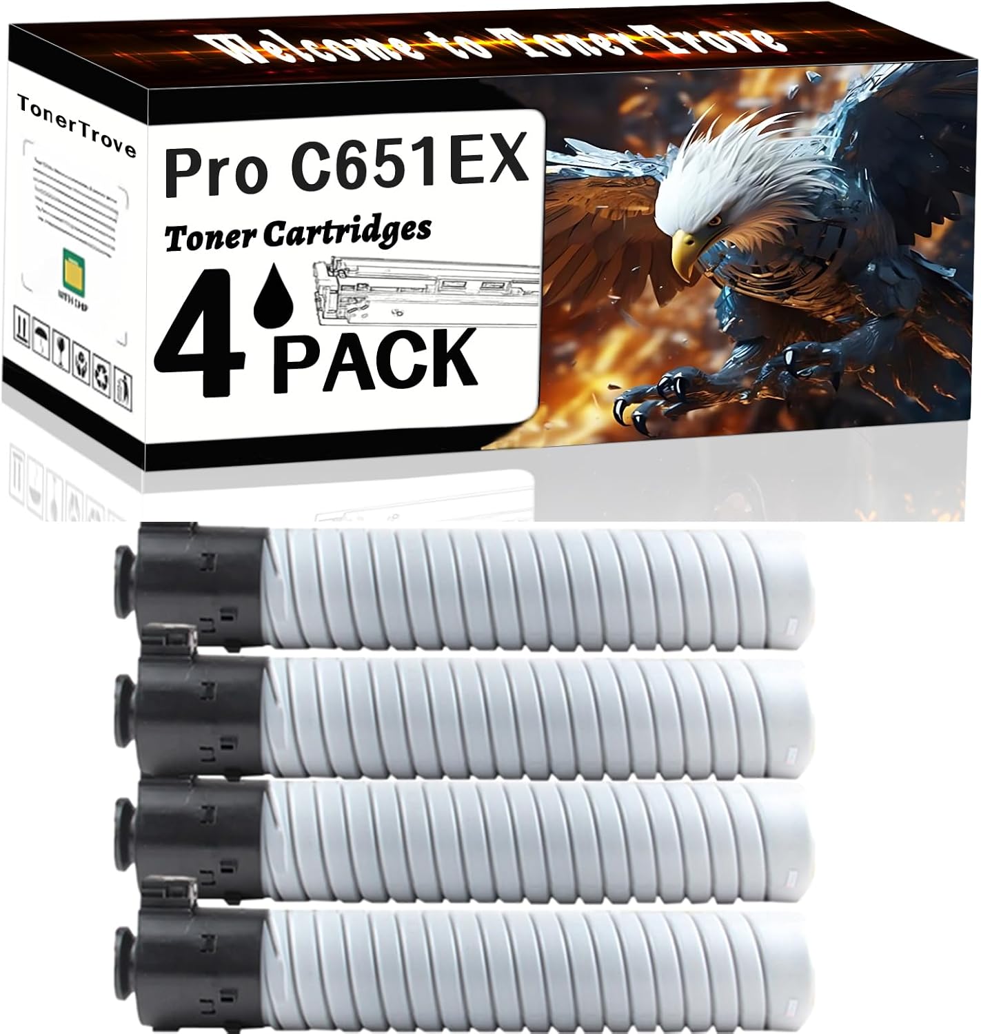 LECUU Pro C651EX Toner Cartridges Compatible for Lanier Pro C651EX Pro C751 Pro C751EX Printers, Office Printing is Easy Clear Smooth (4 Pack Black)