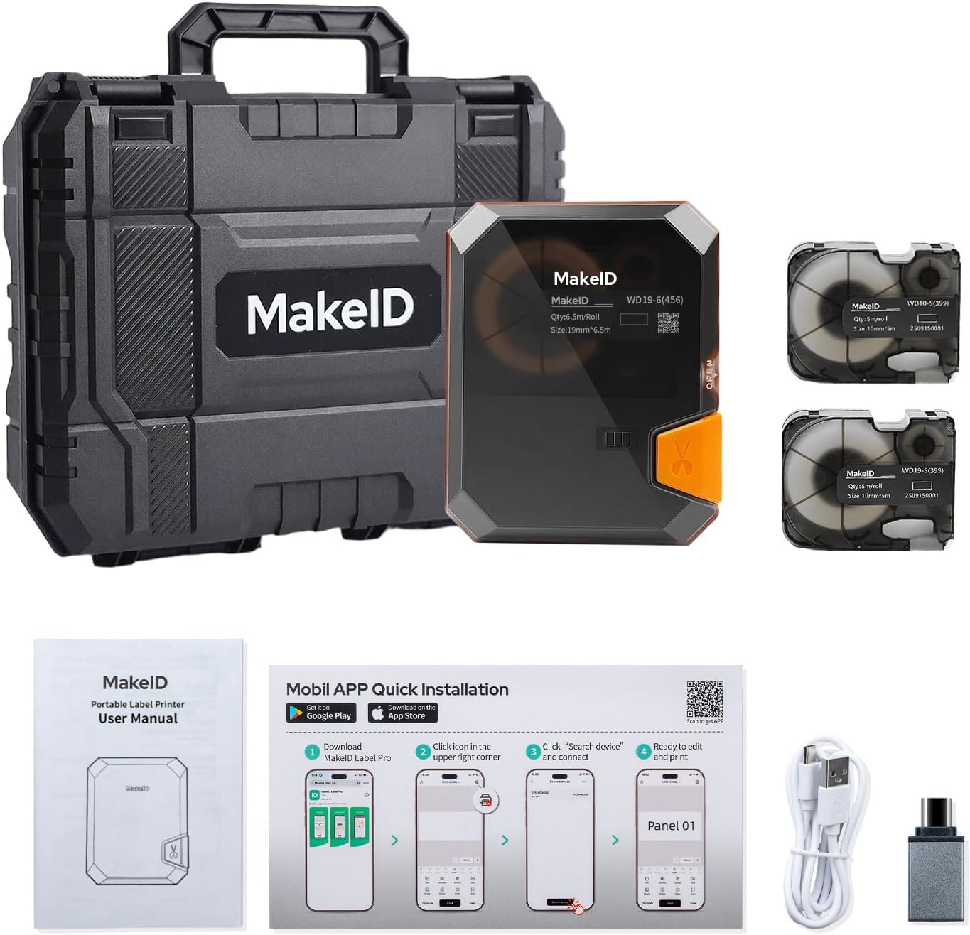 MakeID P31S Industrial Label Maker, Portable Bluetooth Printer with 0.75