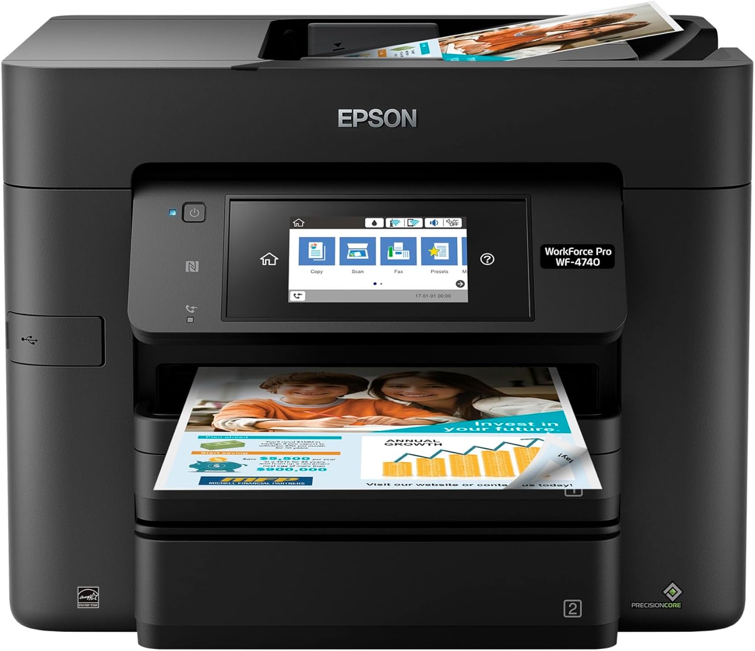 Epson WorkForce Pro WF-4740 Wireless All-in-One Color Inkjet Printer, Copier, Scanner with Wi-Fi Direct, Amazon Dash Replenishment Ready