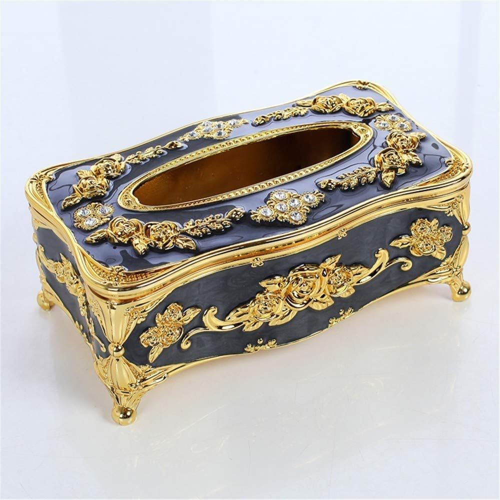 Leather Square Cube Tissue Box Cover Roll Paper Holder for Home Office Car (Classic Carve) (Color : B) (A)