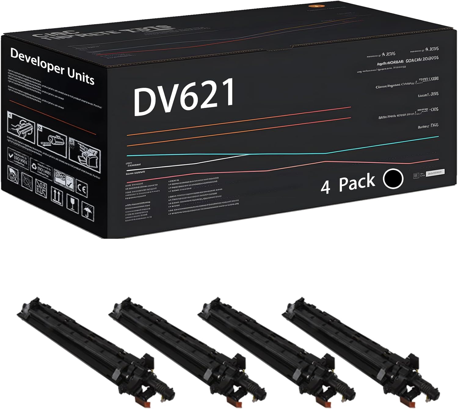 UVUMB Compatible with Konica Minolta DV621 DV-621 Developer Units Work for Konica Minolta bizhub C450i C451i C550i Printers (4 Pack Black)