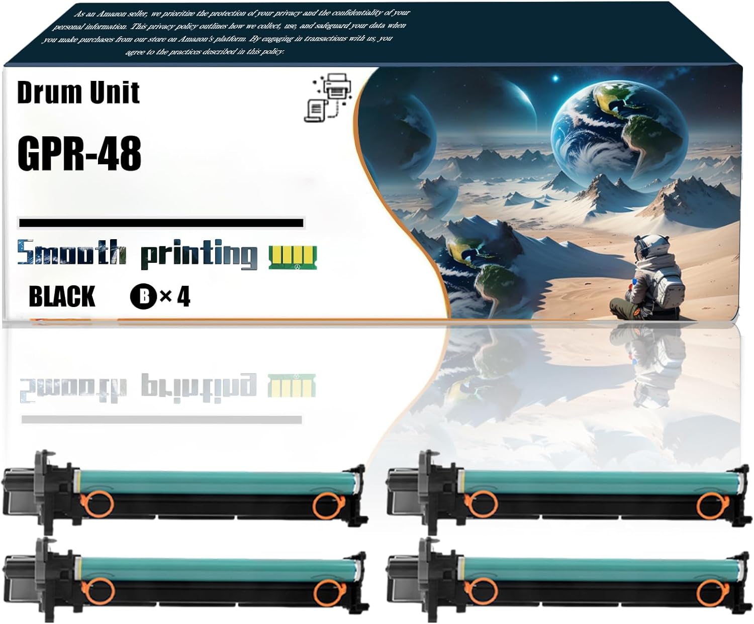 Replacement Parts Drum Unit GPR-48 Compatible with Canon ImageRunner 1730 1730iF 1740 1740iF 1750 1750iF Printers, Contains Chip and Clear Printing (4 Pack Black)