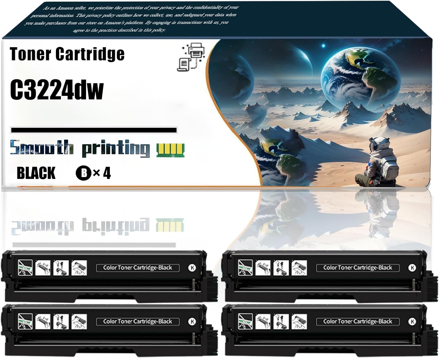 Replacement Parts Toner Cartridge C3224dw Compatible with Lexmark C3224dw C3326dw C3426dw MC3224adwe Printers, Contains Chip and Clear Printing (4 Pack Black)