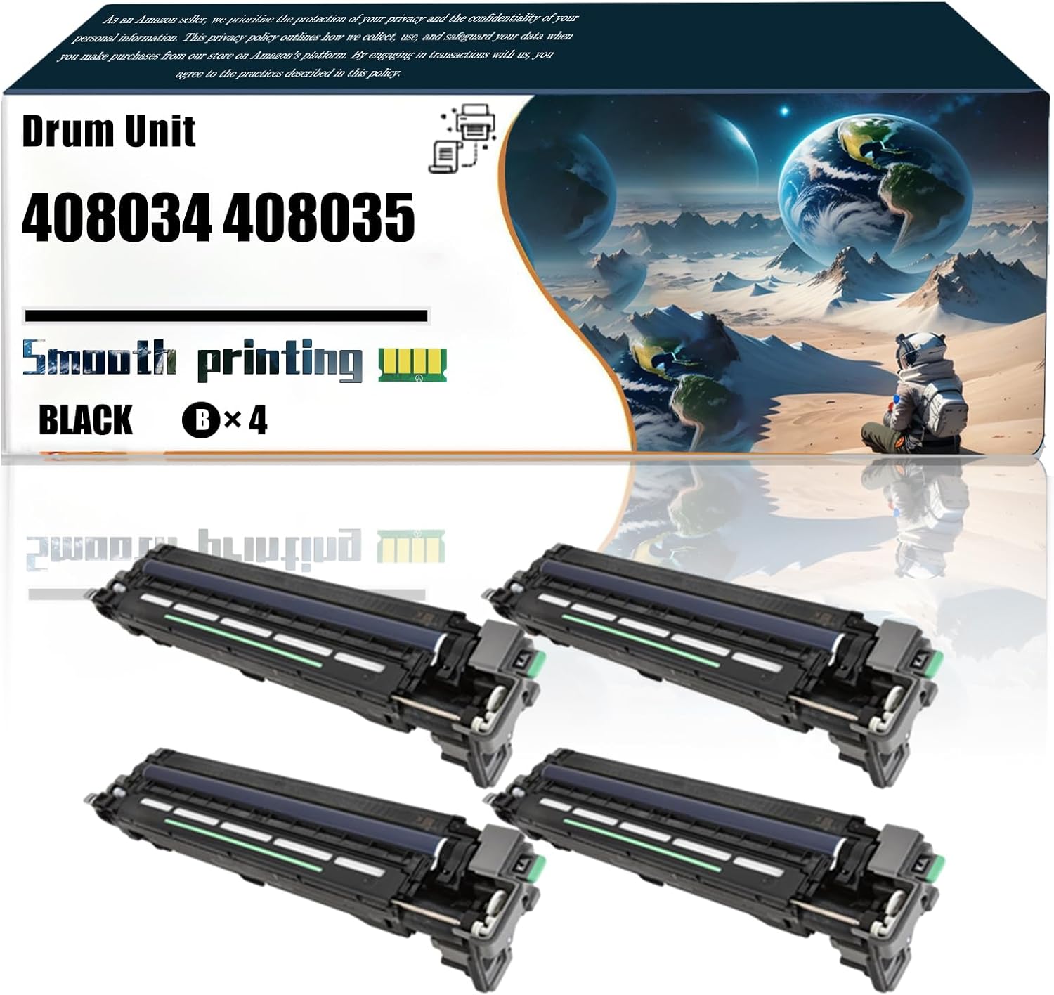 LSSF Replacement Parts Drum Unit 408034 408035 Compatible with Ricoh SP C840dn C842dn Printer, Contains Chip and Clear Printing (4 Pack Black)