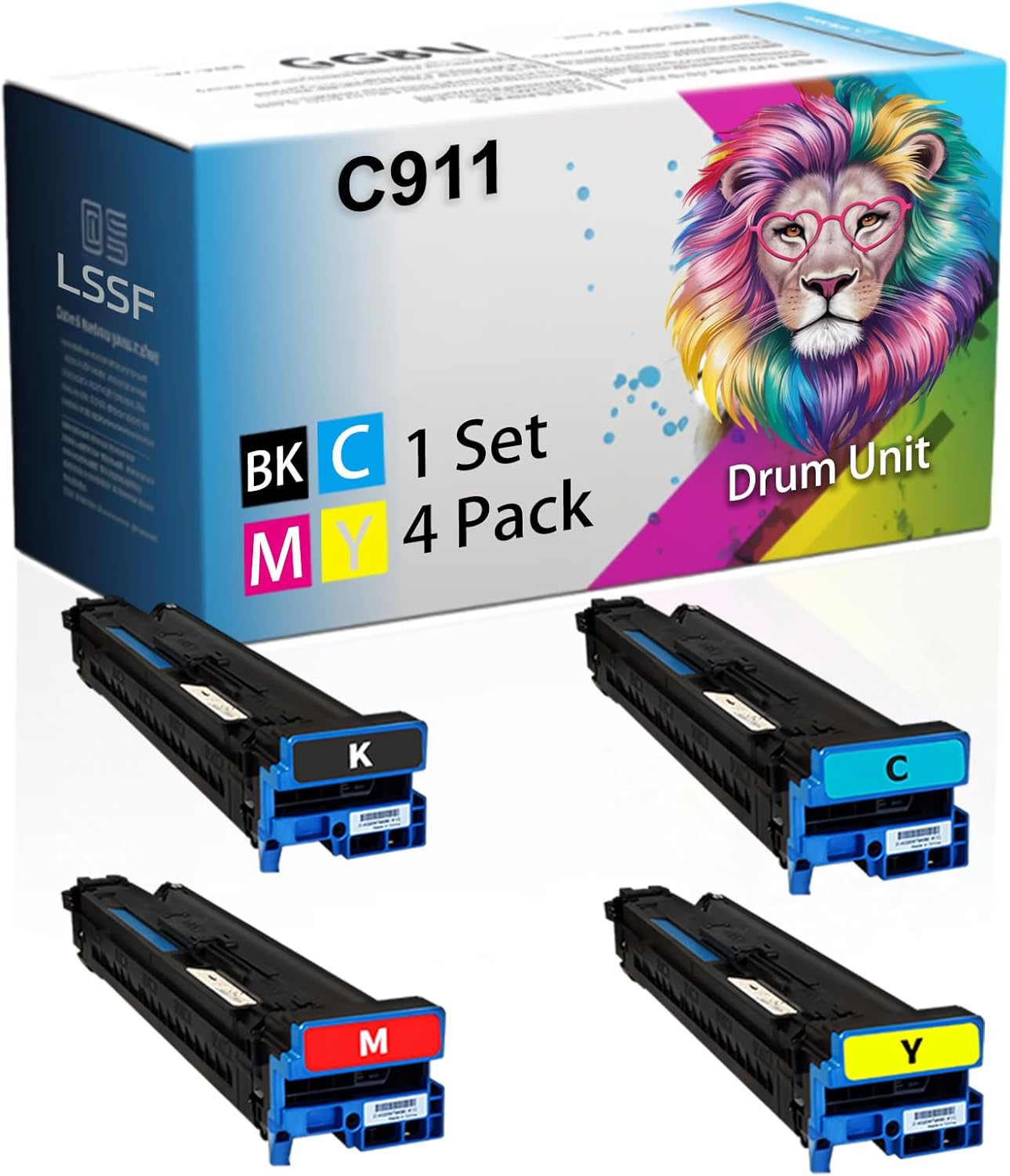 LSSF Compatible for Okidata OKI C911dn C931DN C941dn Printers, C911 45103728 45103727 45103726 45103725 Drum Unit, Ultra-High Print Page Count with Chip 40000 Pages (Multicolor)