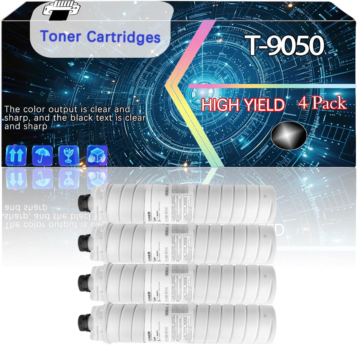 CEECN T-9050 Compatible for Toshiba E Studio 905 1101 1351 1355 Printers, Replacement Toner Cartridges High Yield Printer Accessories (4 Pack Black)