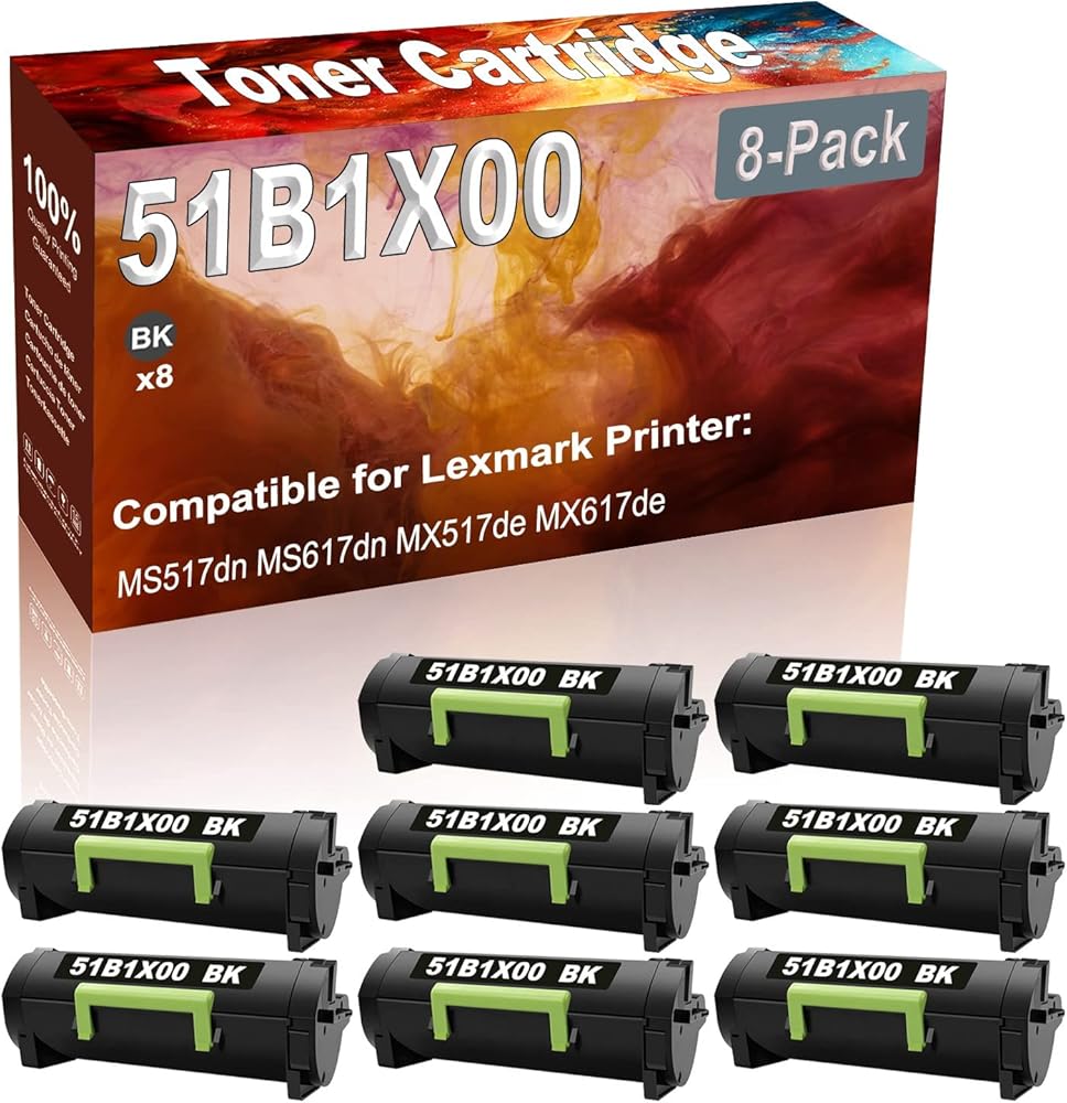Credibility Store 8-Pack (Black) Compatible MS517dn MS617dn MX517de MX617de Laser Printer Cartridge (High Capacity) Replacement for 51B1X00 Printer Cartridge