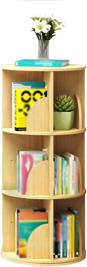 GSOUL Indoor Bookcase Organizer Creative Bookshelf Can Be Rotated 360° Bookcases Cylindrical Floor Racks Store Office Supplies for Books Magazines Files Bonsai Independent Bookshelf