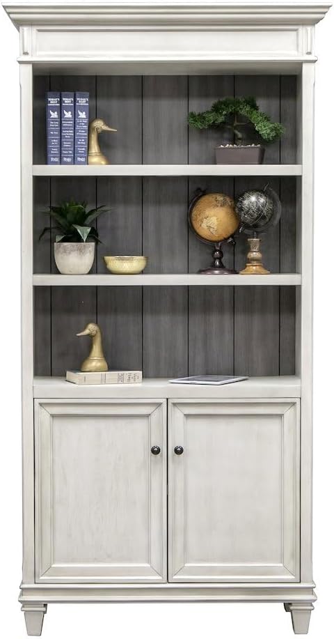 Starlight Canyon Home White Bookcase with Doors, Tall Bookshelf with Doors for Elegant Library Display or Bedroom Storage and Organization