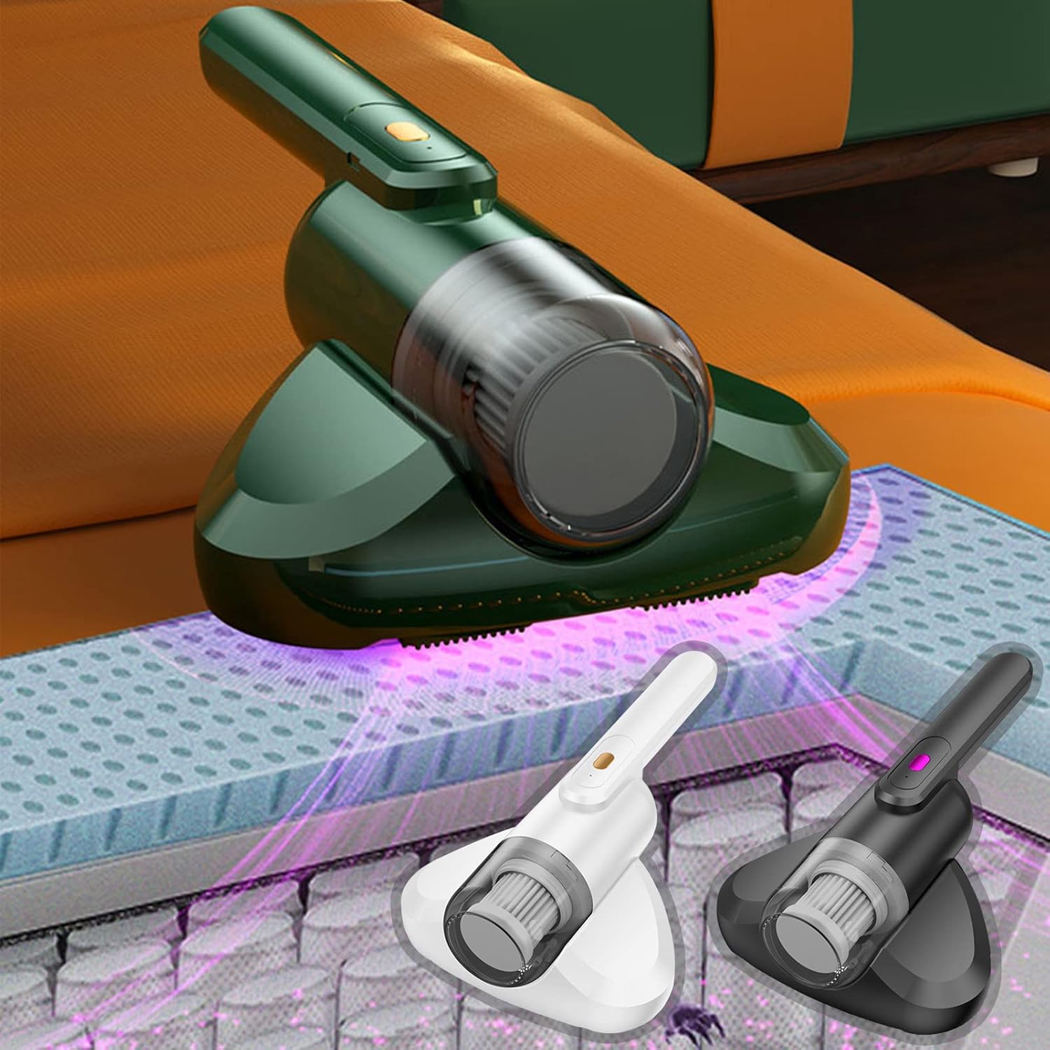 WAGNUS Handheld Bed Vacuum Cleaner High Power Mattress Vacuum 8,000 Per Minute Agitation, Washable Filter Great for Sofa,Mattresses,Pillows,Carpet