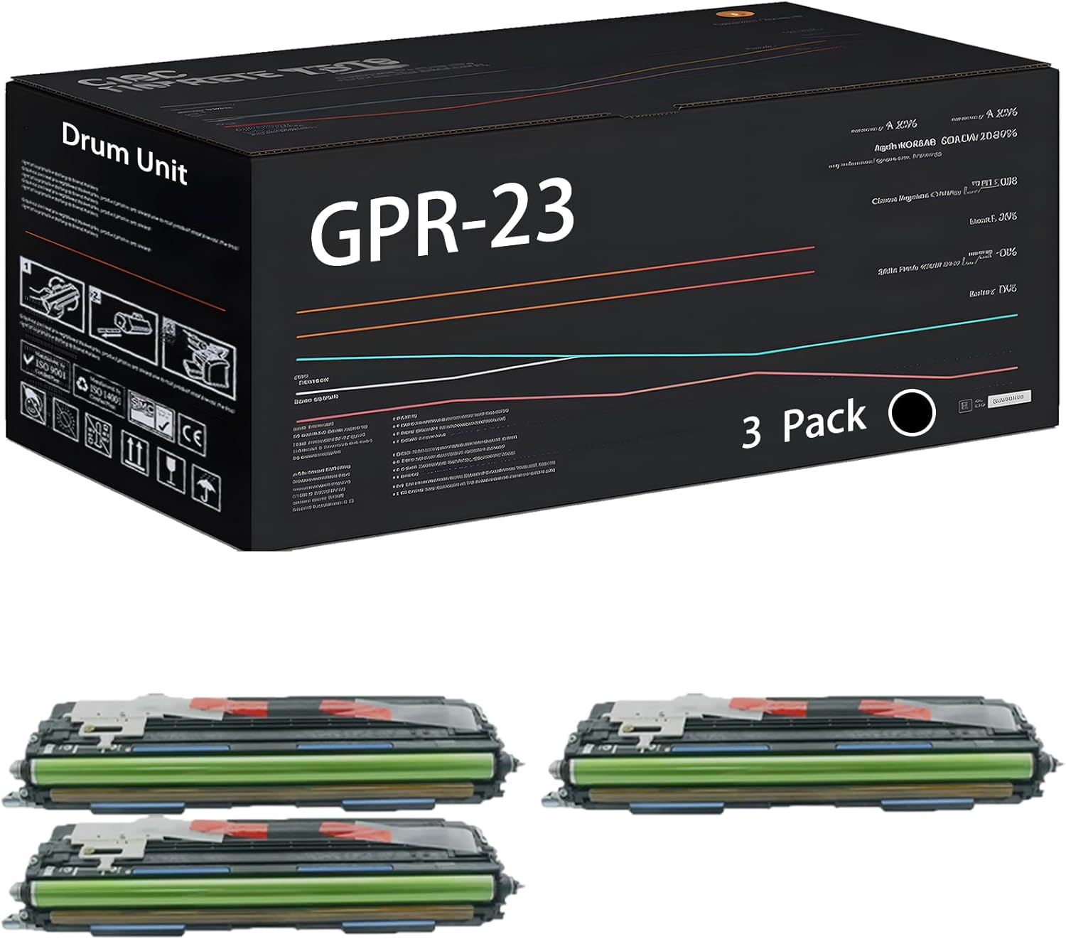 UVUMB Compatible with Canon GPR-23 Drum Unit Work for Canon imageRUNNER C3380 C3380i C3480 C3480i Printers, with Chip, High Yield 80000 Pages, High-Definition Printing (3 Pack Black)