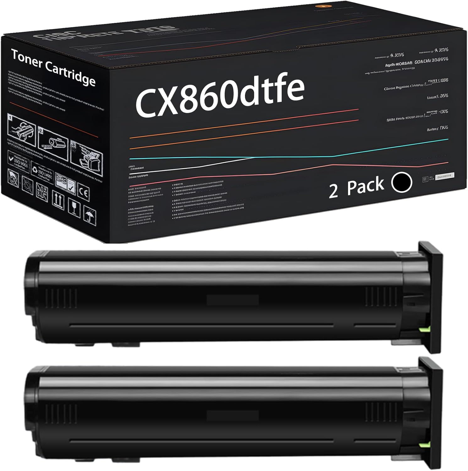 UVUMB Compatible with Lexmark CX860dtfe Toner Cartridge Work for Lexmark CX825de CX825dte CX825dtfe CX860dte Printers, with Chip, High Yield 33000 Pages, High-Definition Printing (2 Pack Black)