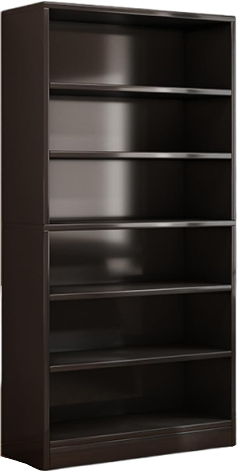 JS Ellie 6-Tier Open Black Bookcase, Tall freestanding Wooden Bookshelf, Suitable for Living Room, Study, Bedroom, Office 80 * 30 * 180cm