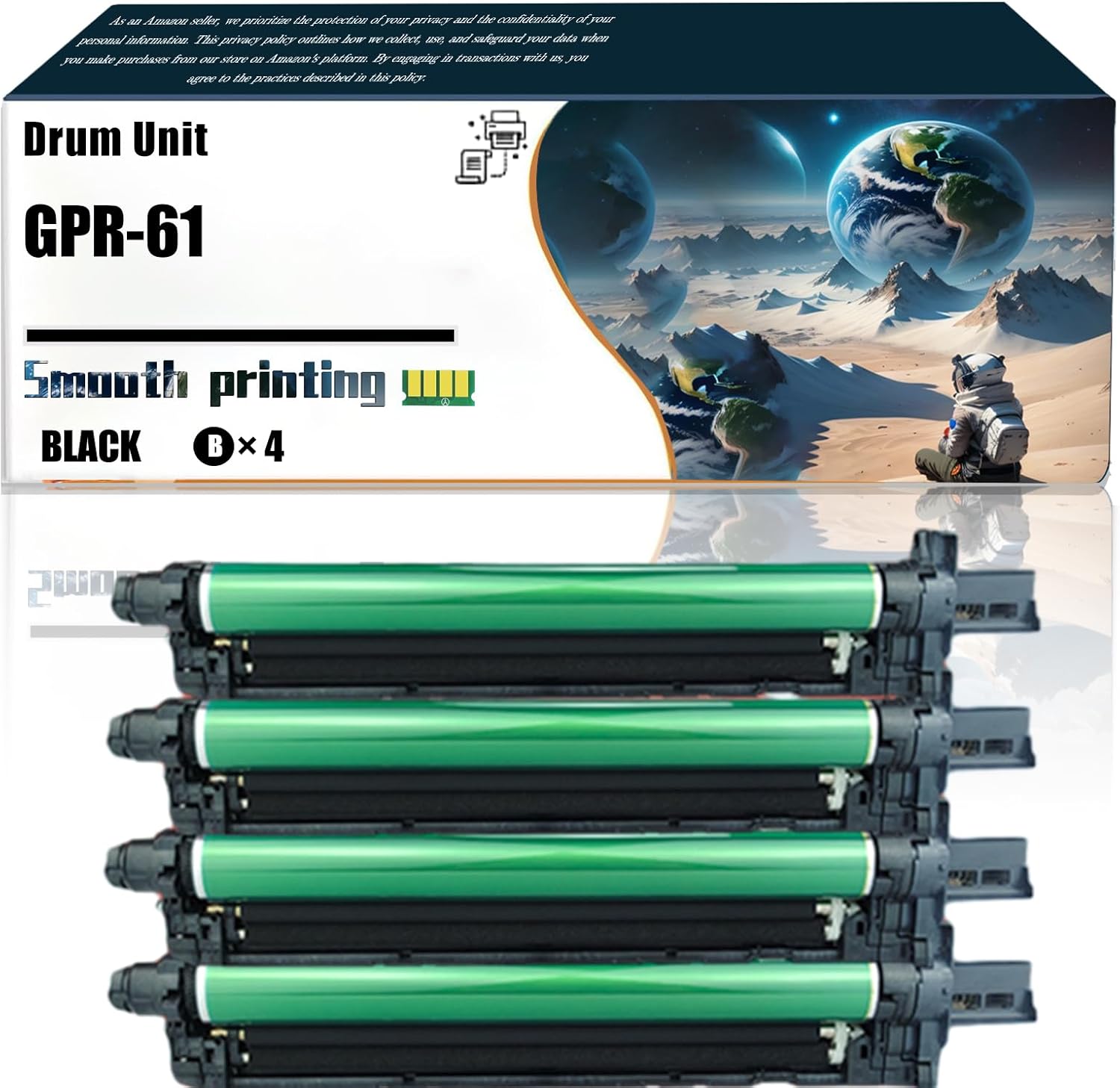 Replacement Parts Drum Unit GPR-61 Compatible with Canon imageRUNNER Advance DX C5840i DX C5850i DX C5860i DX C5870i Printers, Contains Chip and Clear Printing (4 Pack Black)