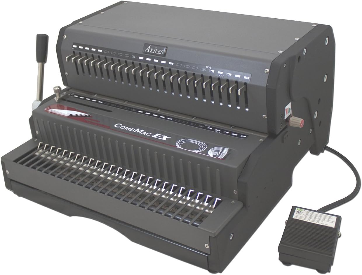 Akiles ACM-EX24 Model CombMac-EX24 All-in-One Electric Comb Binding Machine, Up to 25 Sheets 20lbs Paper (Letter Size), 1/4