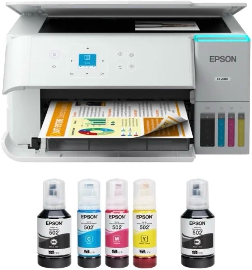 Epson EcoTank ET-2988 All-in-One Printer with Scanner, Copier, ADF, Wireless, Ethernet, White