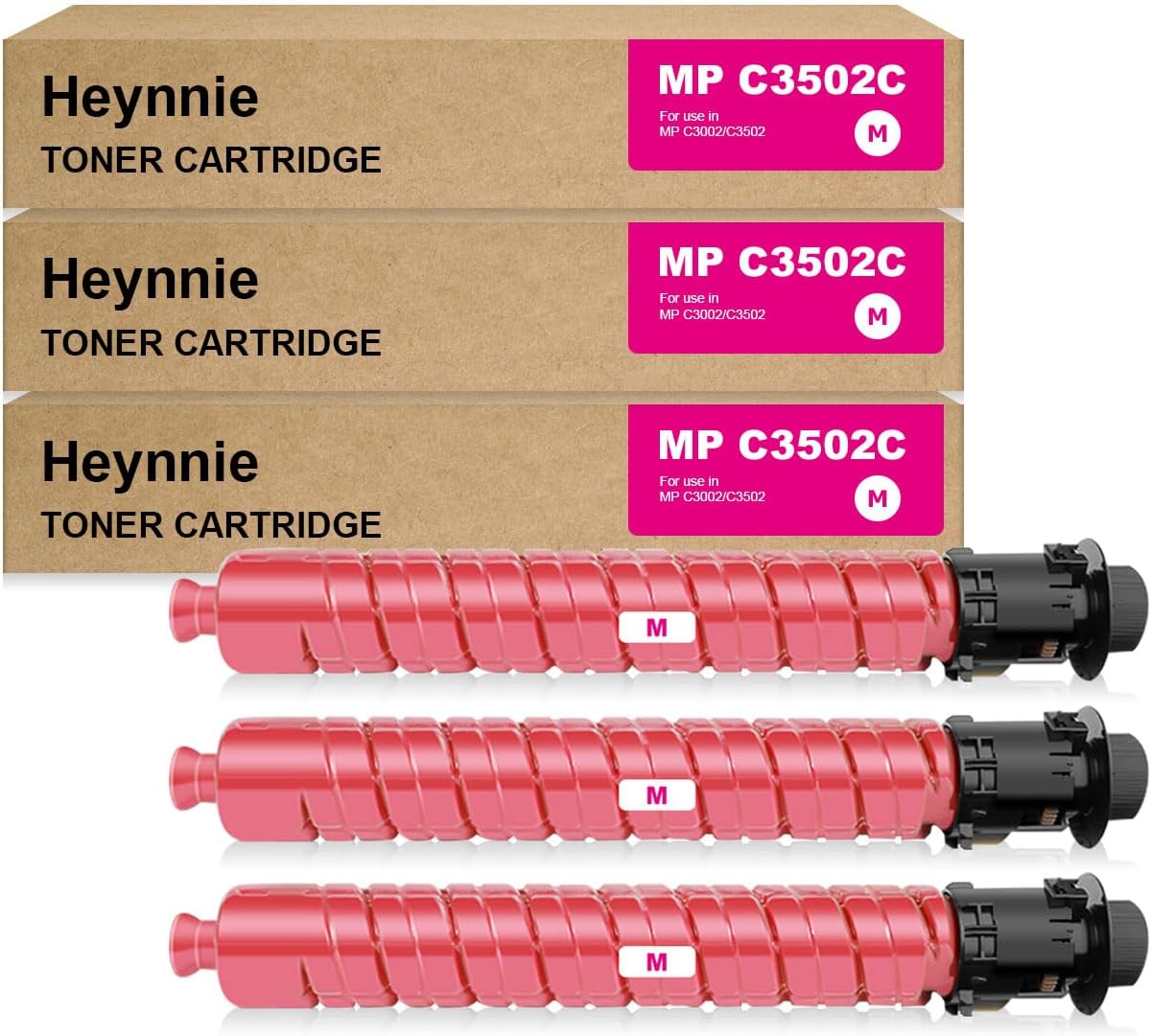 Heynnie Remanufactured MP C3502C Replacement for Ricoh Aficio MP C3002/C3502 Lanier MP C3002/C3502 Savin MP C3002/C3502 Gestetner DSC1230 (Magenta,3Pack)