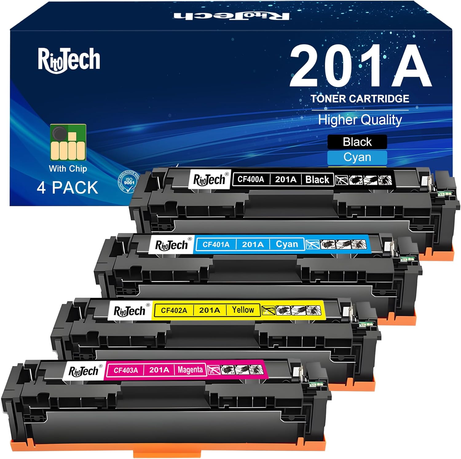 201A 201X Toner Cartridges,Compatible for HP 201A 201X CF400A for HP Color LaserJet Pro MFP M277dw M252dw M277n M277c6 M252n M277 Printer, Black Cyan Magenta Yellow 4 Pack