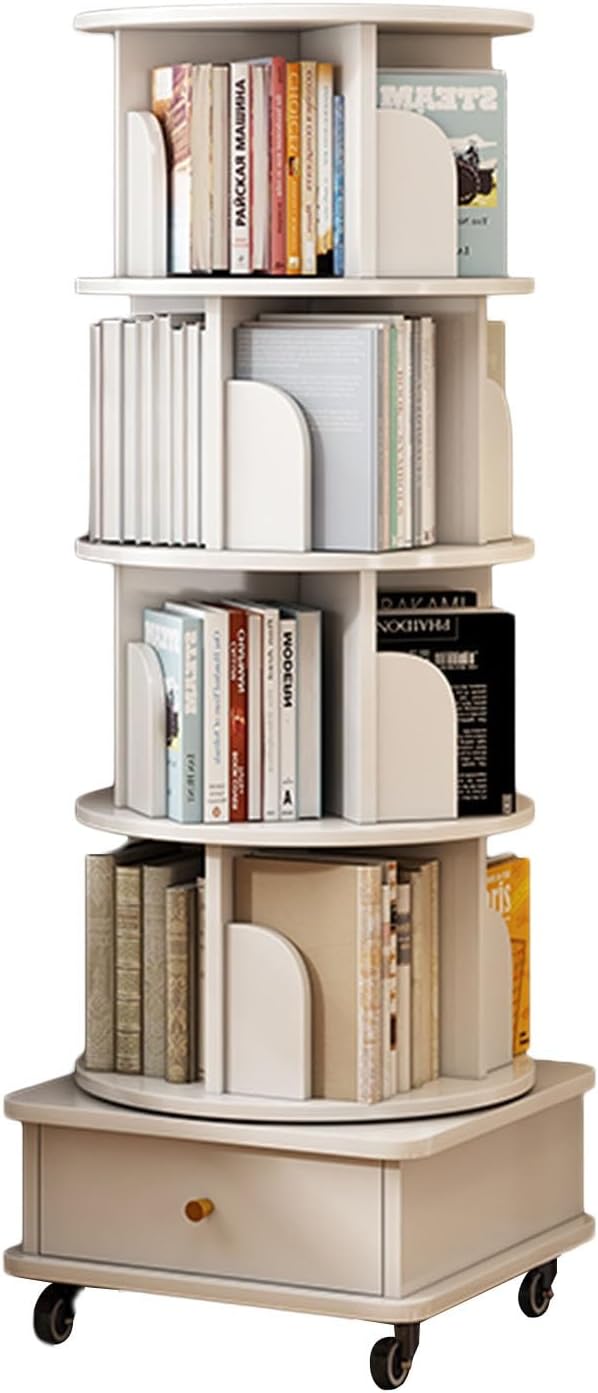 GaRcan 5-Tier Rotating Bookshelf,CD Storage Rack Rotatable Bookcase 360° Rotating Storage Display Rack Floor Standing Bookcase (Style 3 One Size)