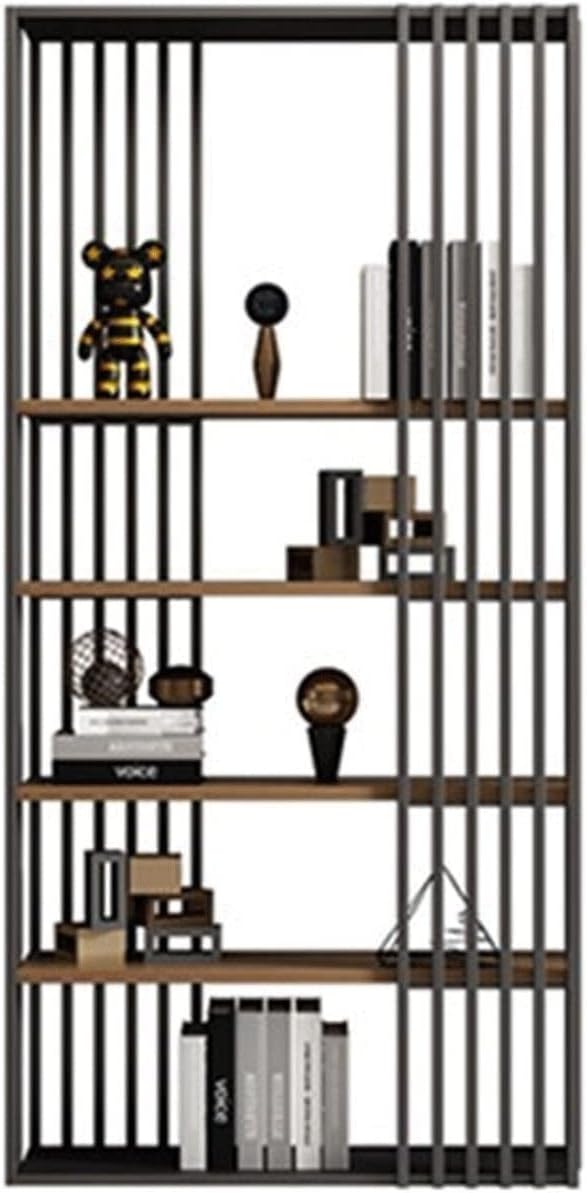 UNNS Bookshelf Floor Bookshelf Wrought Iron Office Rack Metal Display Rack Suitable for Living Room Study Office File Rack Storage Rack Bookcase Organizer (Color : Black, Size : 120cm)
