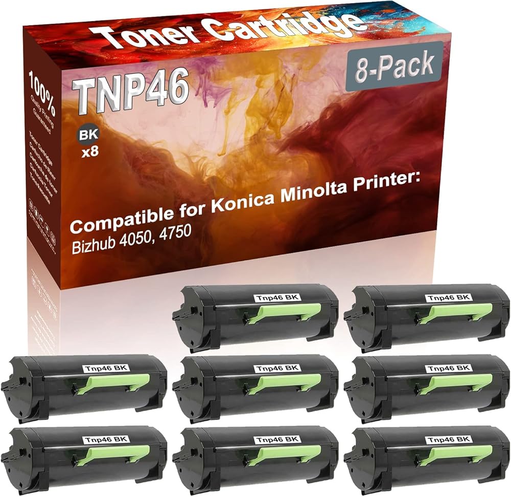 Credibility Store 8-Pack (Black) Compatible High Yield TNP46 TNP-46 (A6VK01W) Printer Cartridge use for Konica Minolta Bizhub 4050, 4750 Printer