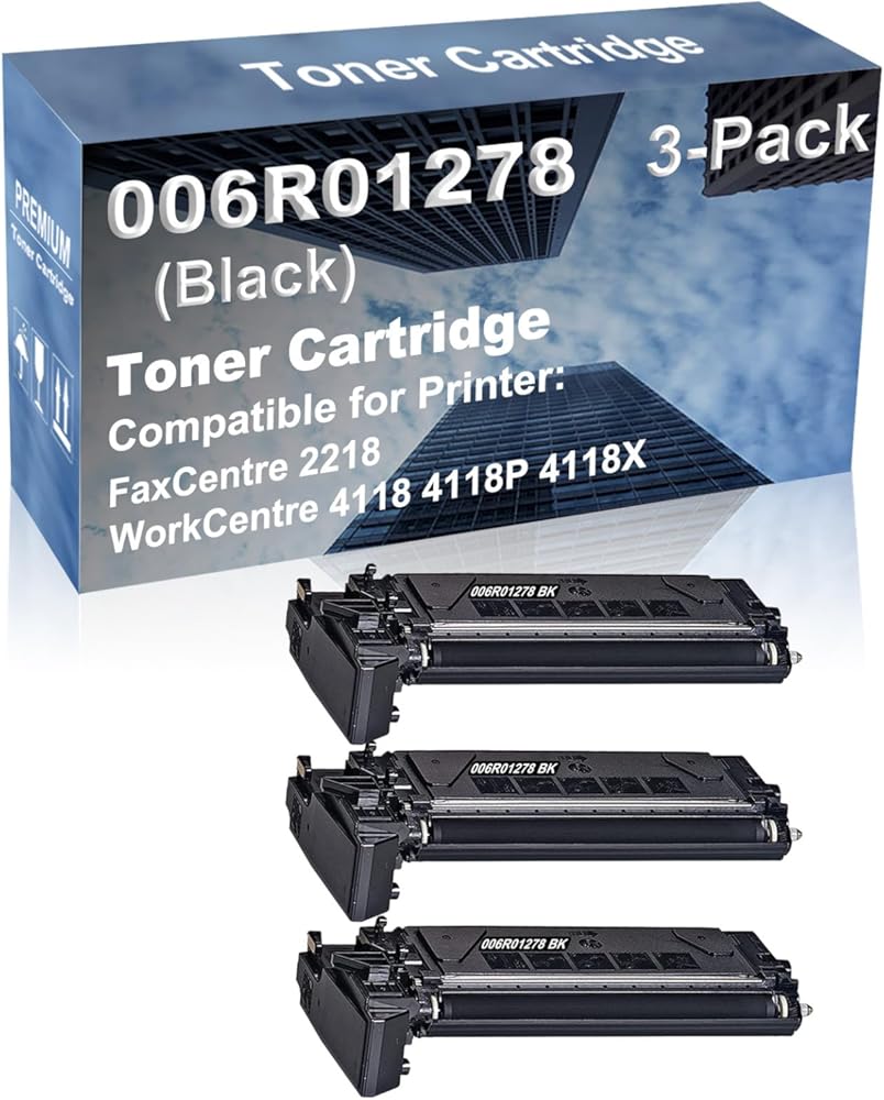 3-Pack Compatible High Capacity 006R01278 Printer Cartridge use for FaxCentre 2218 WorkCentre 4118 4118P 4118X Printer (Black)