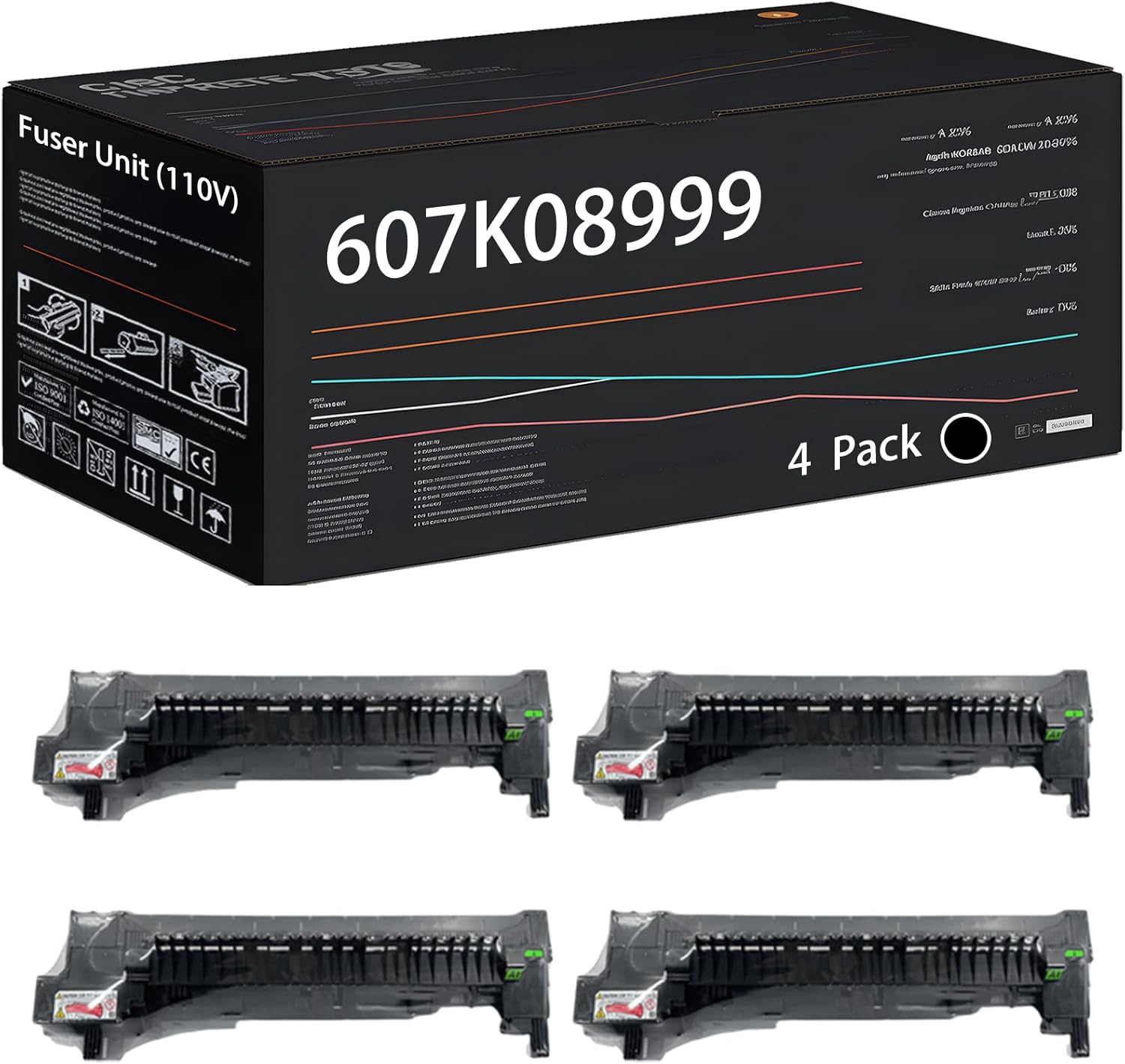 UVUMB Compatible with Xerox 607K08999 Fuser Unit (110V) Work for Xerox AltaLink C8030 C8035 C8045 C8055 C8070 Printers, with Chip, High Yield 250000 Pages, High-Definition Printing (4 Pack Black)