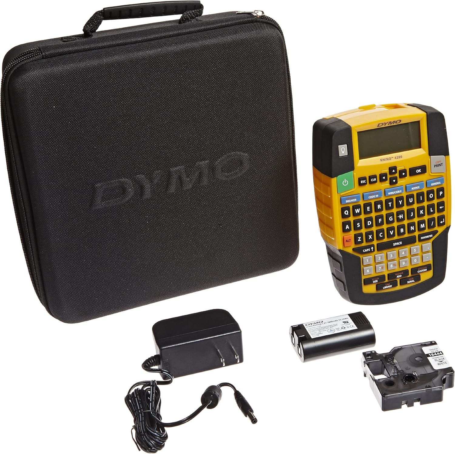 DYMO Rhino 4200 Industrial Label Maker Carry Case Kit with 1 Roll of 1/2