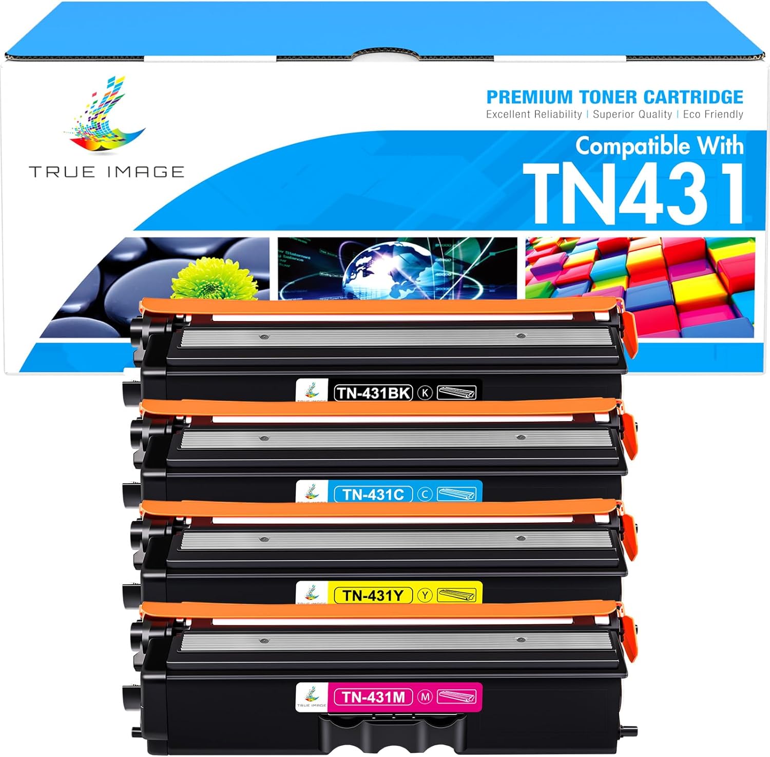 TN-431 TN431 Toner Cartridge 4-Pack Compatible for Brother TN431 TN 431 TN-431 Toner Cartridge for Brother MFC-L8900CDW HL-L8360CDW HL-L8260CDW MFC-L8610CDW HL-L8360CDWT Printer Ink (B/C/Y/M)
