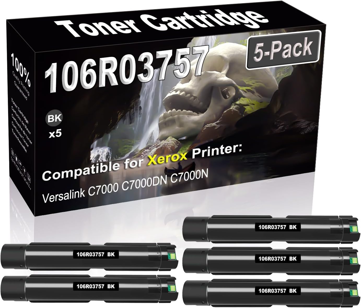 SINIYA 5-Pack Compatible High Capacity 106R03757 Imaging Toner Cartridge use for Versalink C7000 C7000DN C7000N Printer (Black)