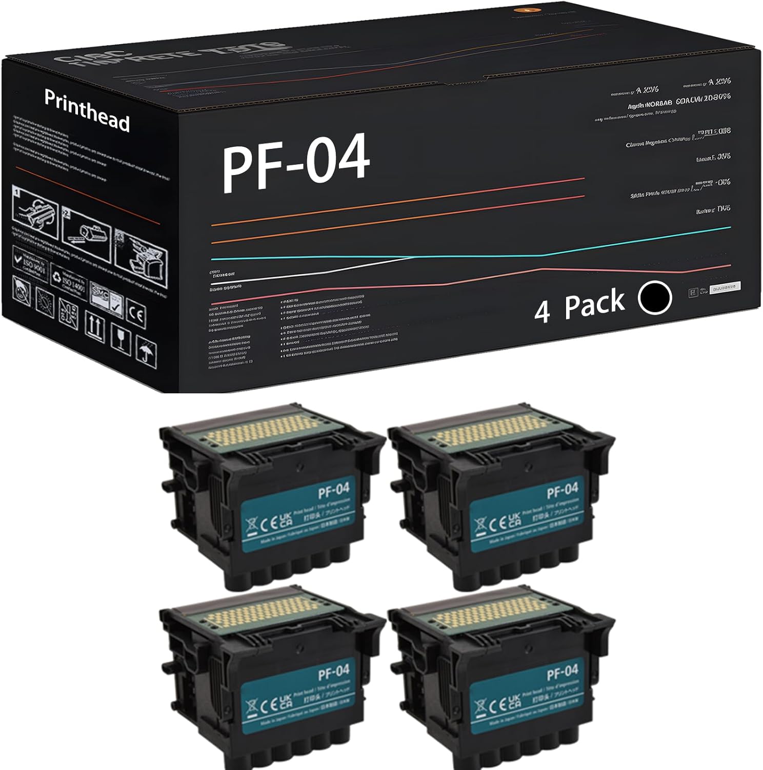 UVUMB Compatible with Canon PF-04 Printhead Work for Canon imagePROGRAF iPF650 iPF655 iPF750 iPF755 iPF760 iPF765 iPF770 iPF780 iPF830 iPF840 Printers (4 Pack Black)
