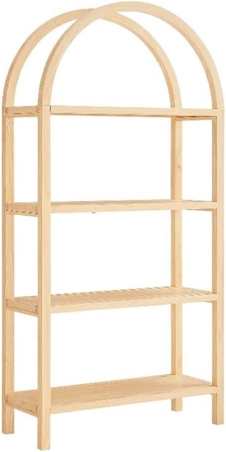 Modway Vexley 72 Inch Large Arched Bookshelf in Natural – Modern Pine and Acacia Open Display Bookcase for Living Room, Office, Reading Nook