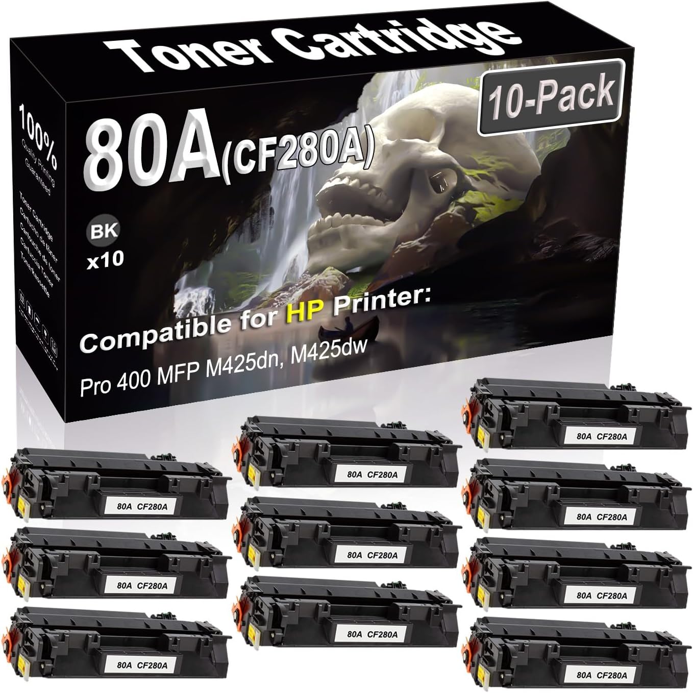 SINIYA 10-Pack Compatible High Capacity 80A CF280A Imaging Toner Cartridge use for Pro 400 M401dn M401dne M401dw Printer (Black)