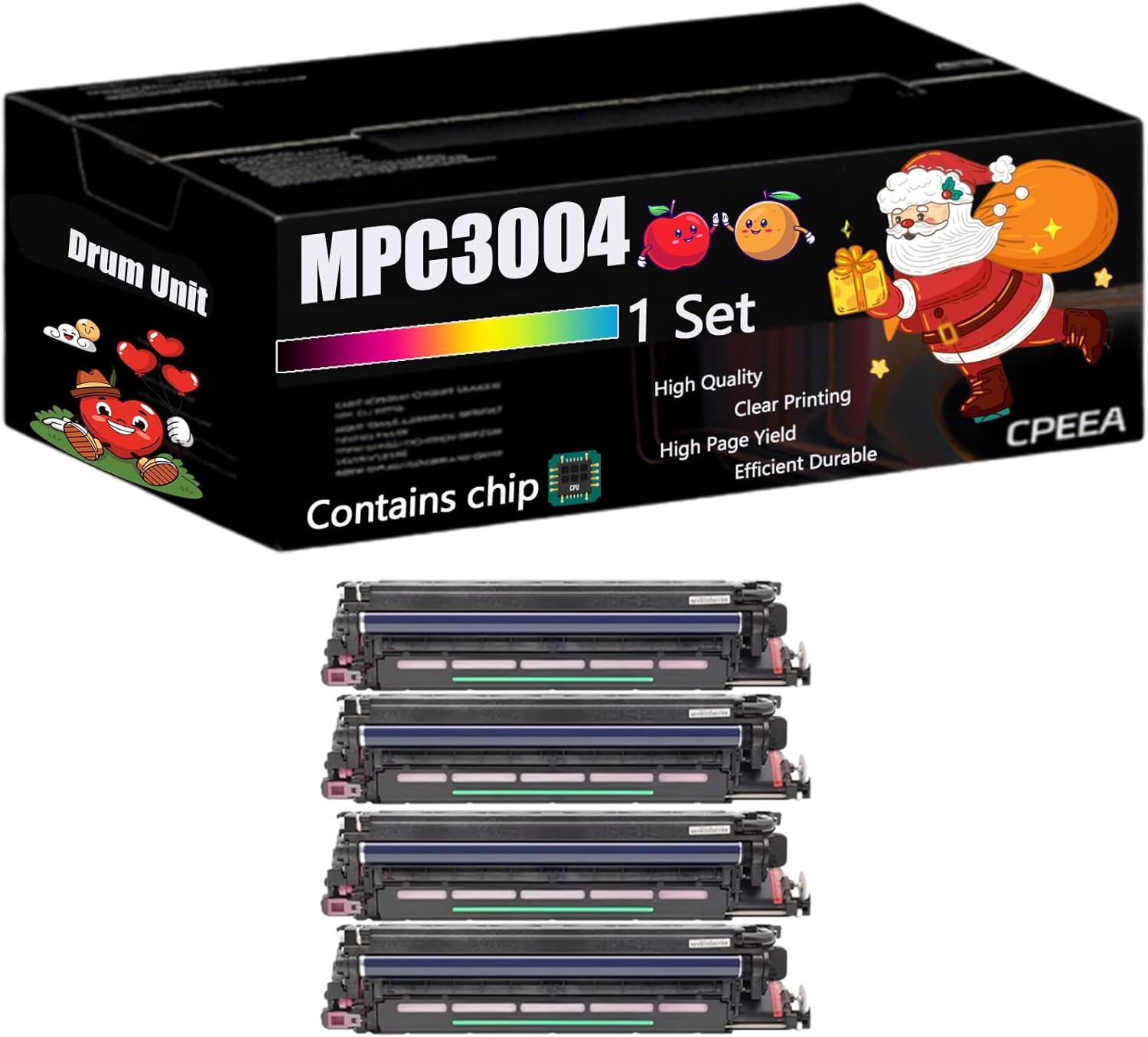 Compatible for Ricoh MPC3004 Drum Unit Work for Ricoh MP C3004 MP C3504 Printers, with Chip, High Yield 110000 Pages, Clear Printing (4-Pack BK/C/M/Y)
