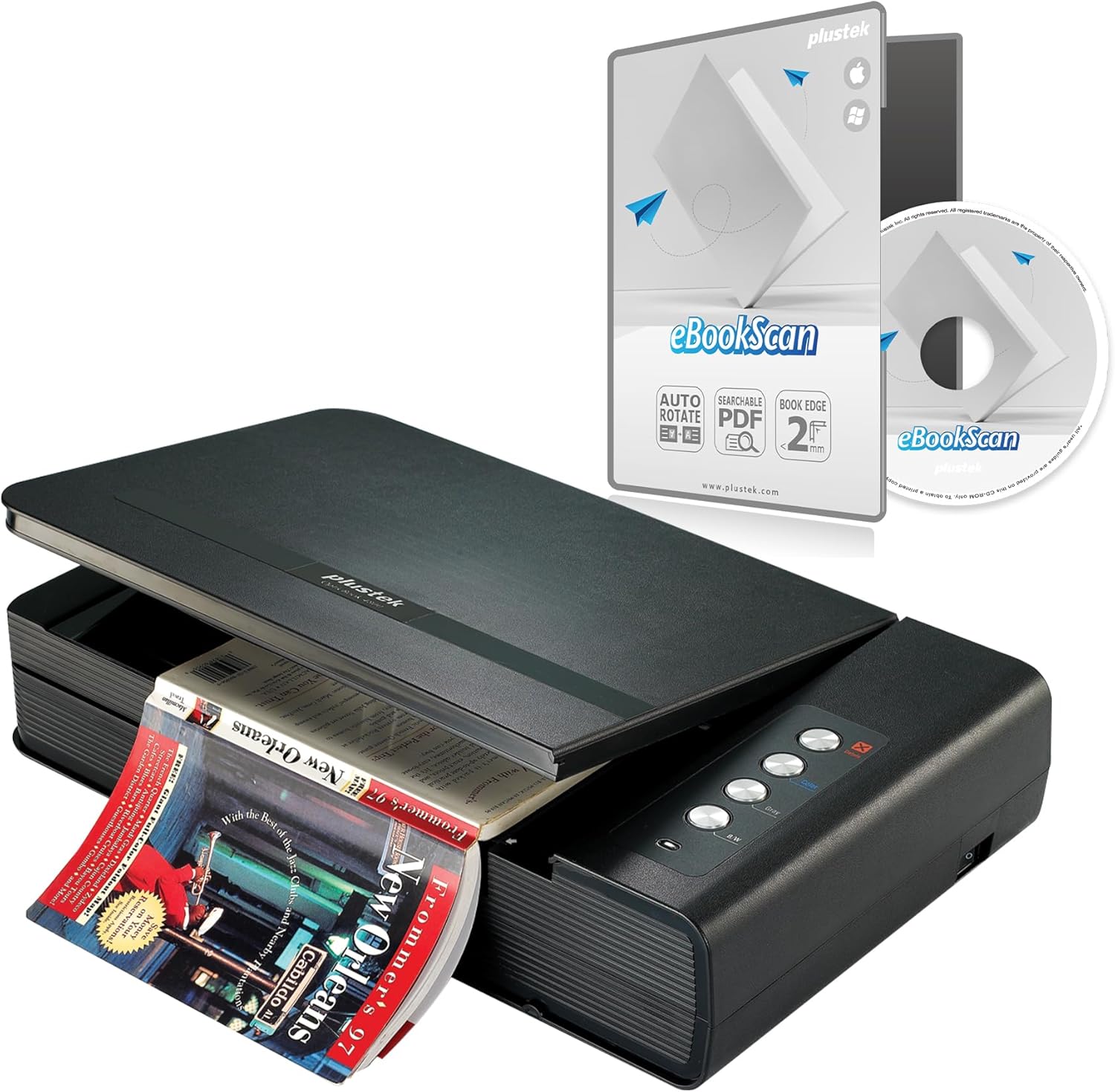 Plustek High Speed CCD Book Scanner - 2mm Book Edge for Personal Library and Classroom,Convert to ePUB/PDF/Searchable PDF,for Windows 7/8/10/11