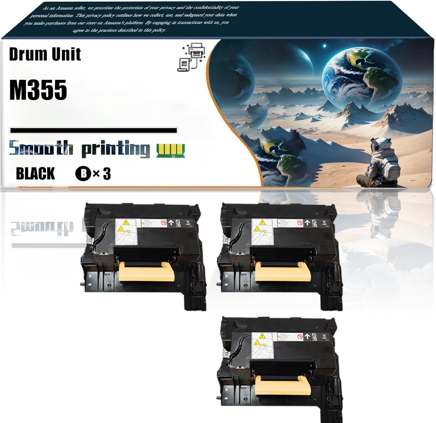 Replacement Parts Drum Unit M355 Compatible with Xerox DocuPrint P355d P368d P355db M355df Printers, Contains Chip and Clear Printing (3 Pack Black)