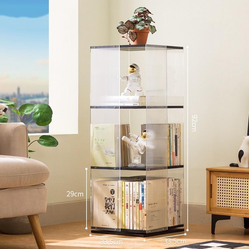 Bookshelves Bamboo Multi-Layer Rolling Bookcase 360° Rotating Bookshelf for Home Office Display Rack Removable Storage Shelf