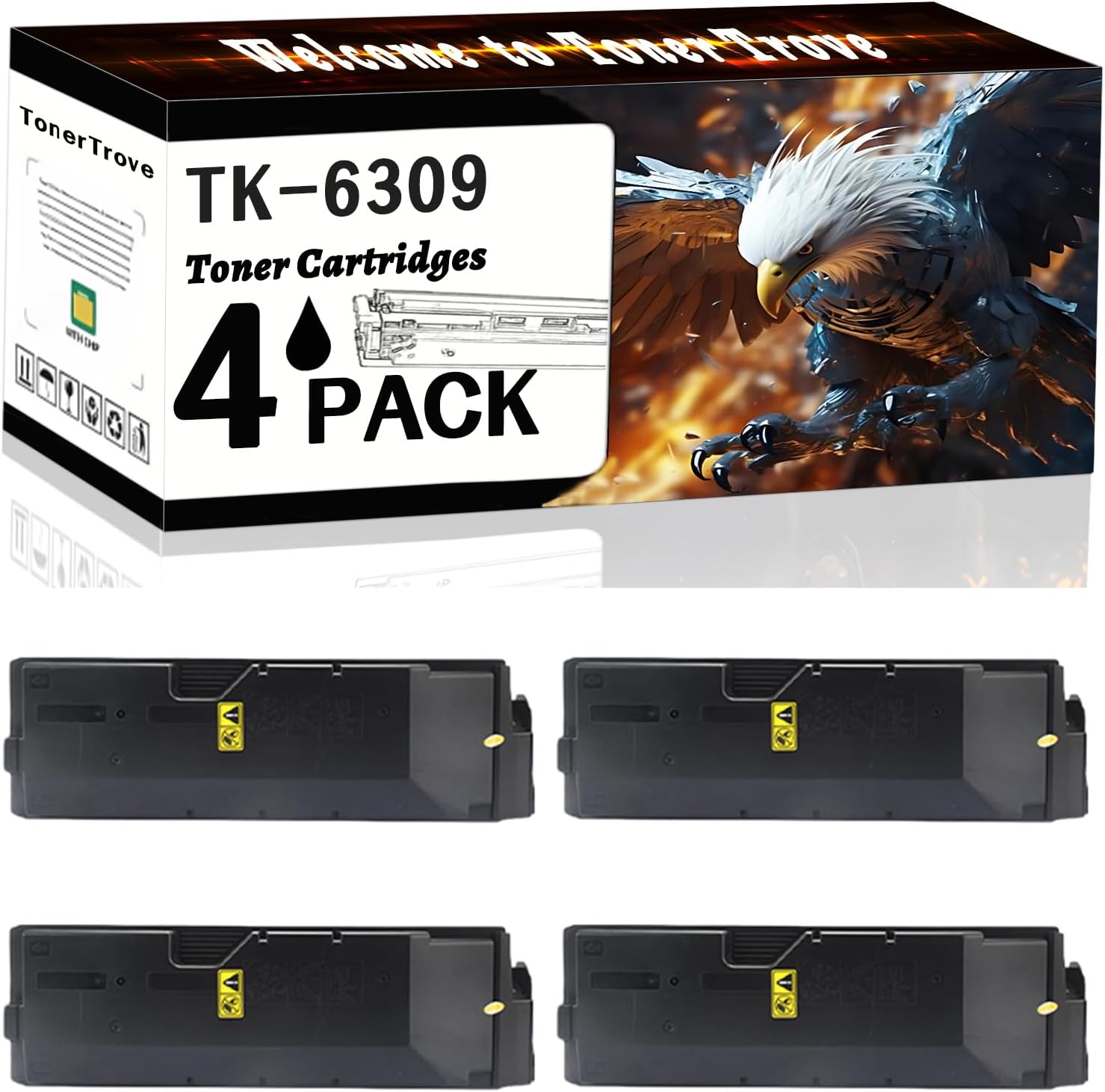 LECUU TK-6309 Toner Cartridges Compatible for Copystar CS3500i CS3501i CS4500i CS4501i CS5500i CS5501i Printers, Office Printing is Easy Clear Smooth (4 Pack Black)
