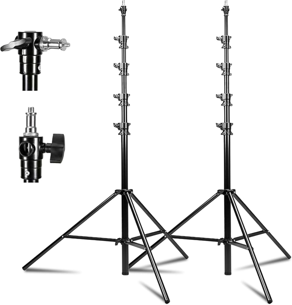 Kate 2 Pack Heavy Duty Light Stand Tripod - 15.7ft Air Cushioned Aluminum Alloy Lighting Stand with Tripod, 2 Sandbags & 1/4