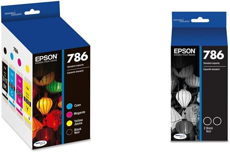 Epson T786120-BCS DURABrite Ultra Black and Color Combo Pack Standard Capacity Cartridge Ink, Black, Cyan, Magenta, Yellow & DURABrite Ultra Standard-Capacity -Ink -Cartridge, Dual Black (T786120-D2)