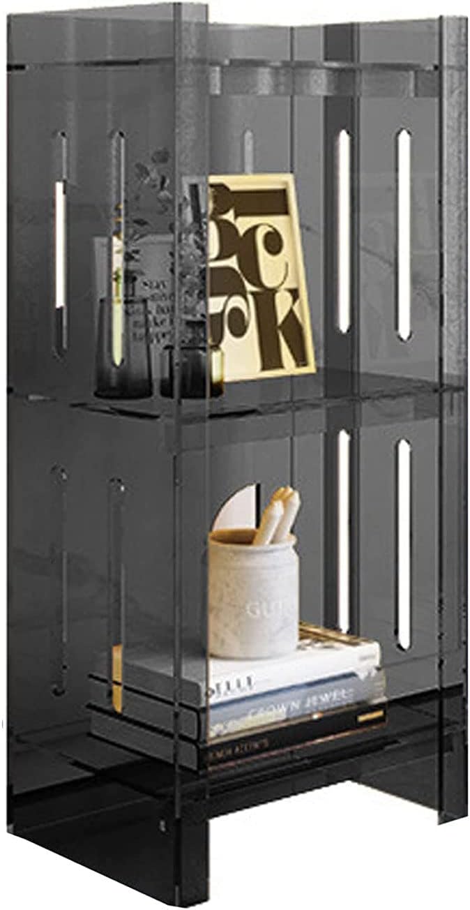 Clear Acrylic Narrow Bookcase 2 Tier/3 Tier/4 Tier Skinny Open Bookshelf Modern Display Storage Organizer for Living Room
