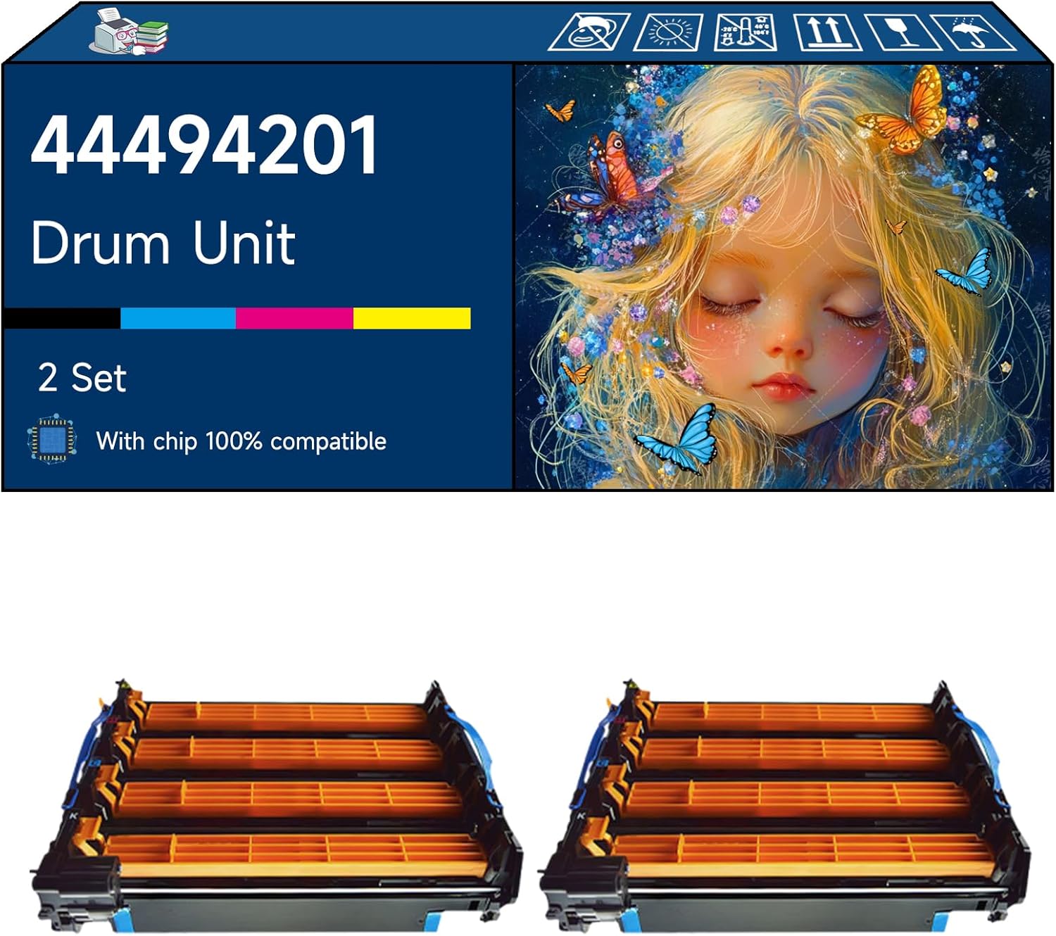 Tontxxe Compatible with Okidata OKI 44494201 Drum Unit Work for Okidata OKI C330DN C331DN C530DN C531DN Printers, High Yield 30000 Pages, with Chip, High-Definition Printing (2 Set)