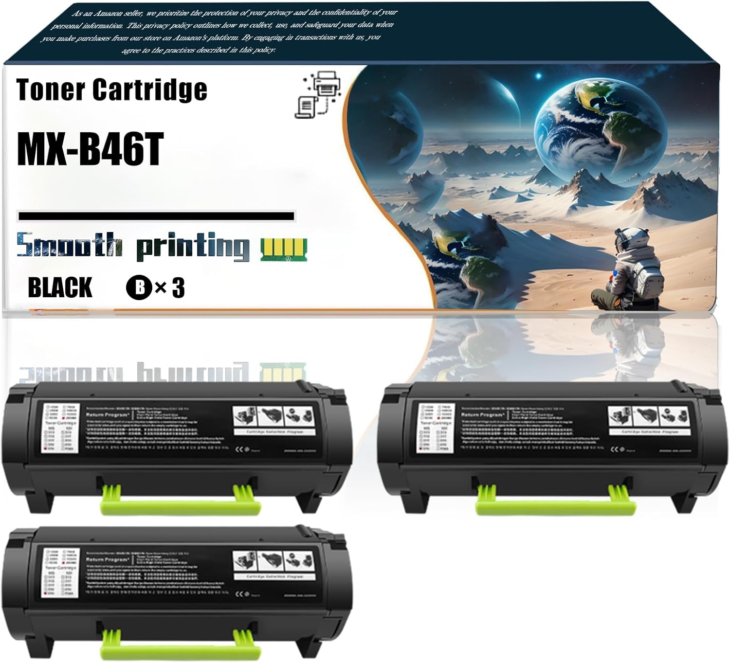 LSSF Replacement Parts Toner Cartridge MX-B46T Compatible with Sharp MX-B467P MX-B467F Printers, Contains Chip and Clear Printing (3 Pack Black)