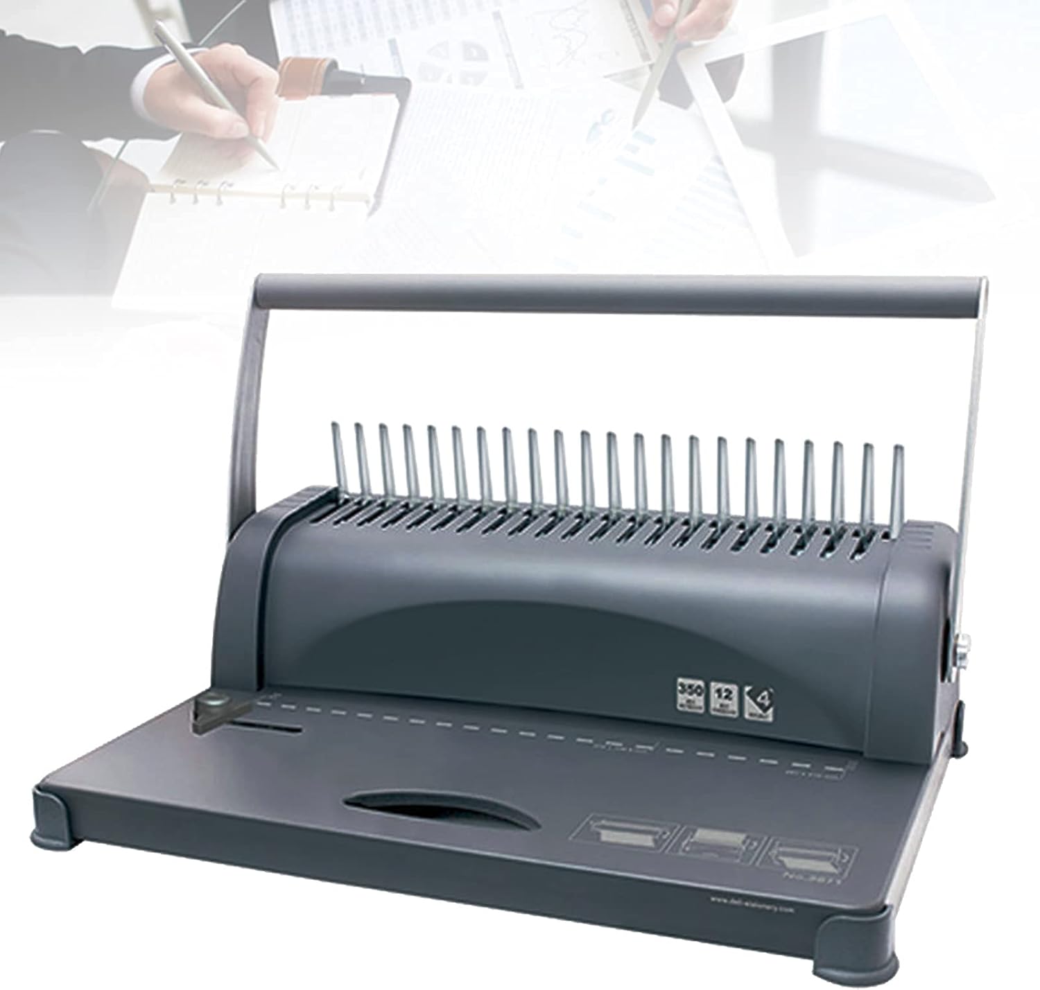 JKSVTF 21 Holes Binding Machine, Manual Comb Binder - 350 Sheet Binding Capacity/12 Sheet Punching Capacity for Office Documents