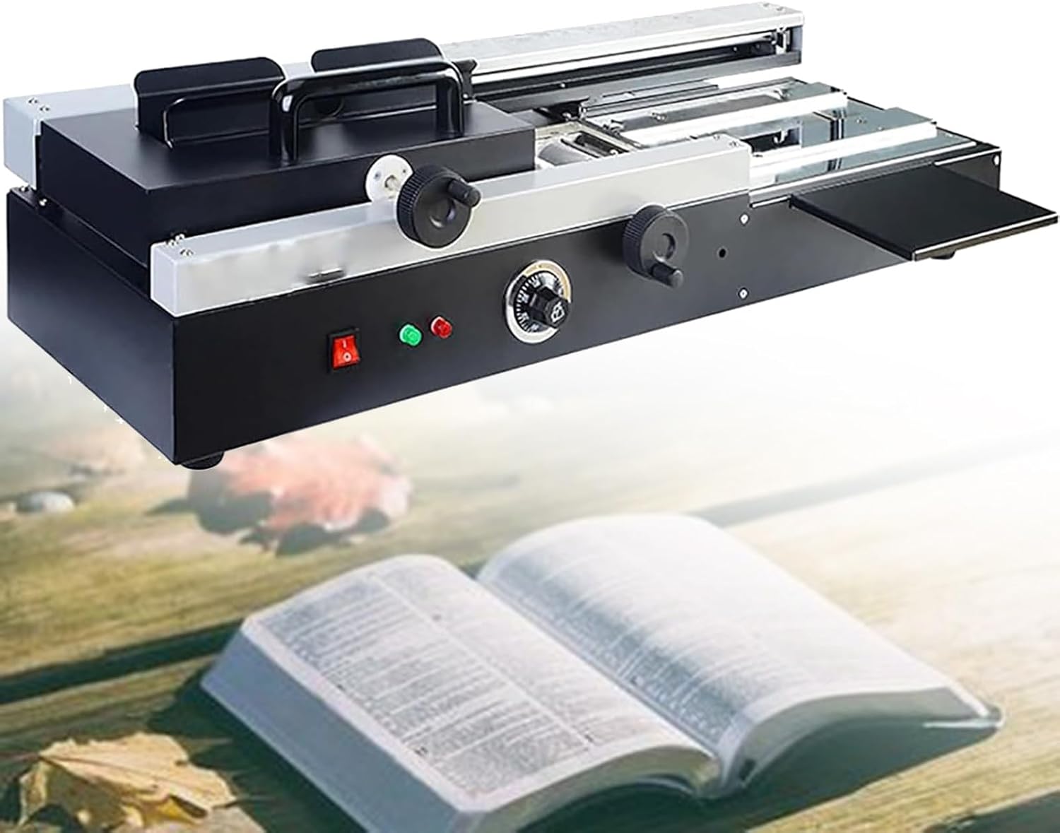 HYUIO Binding Machine,1200W Hot Glue Book Binding Machine with Milling Cutter Rubber Wheel,A4 Desktop Hot Melt Binding Machine for Office Book Paper Albums Notebook presentations