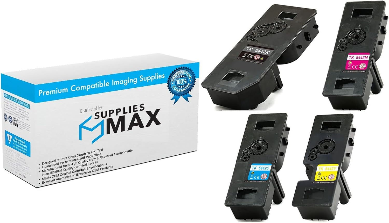SuppliesMAX Compatible Replacement for Kyocera Mita ECOSYS MA-2100cfx/MA-2100cwfx/ECOSYS PA-2100cwx/PA-2100cx High Yield Toner Cartridge Combo Pack (BK/C/M/Y) (TK-5442) (TK-5430MP)